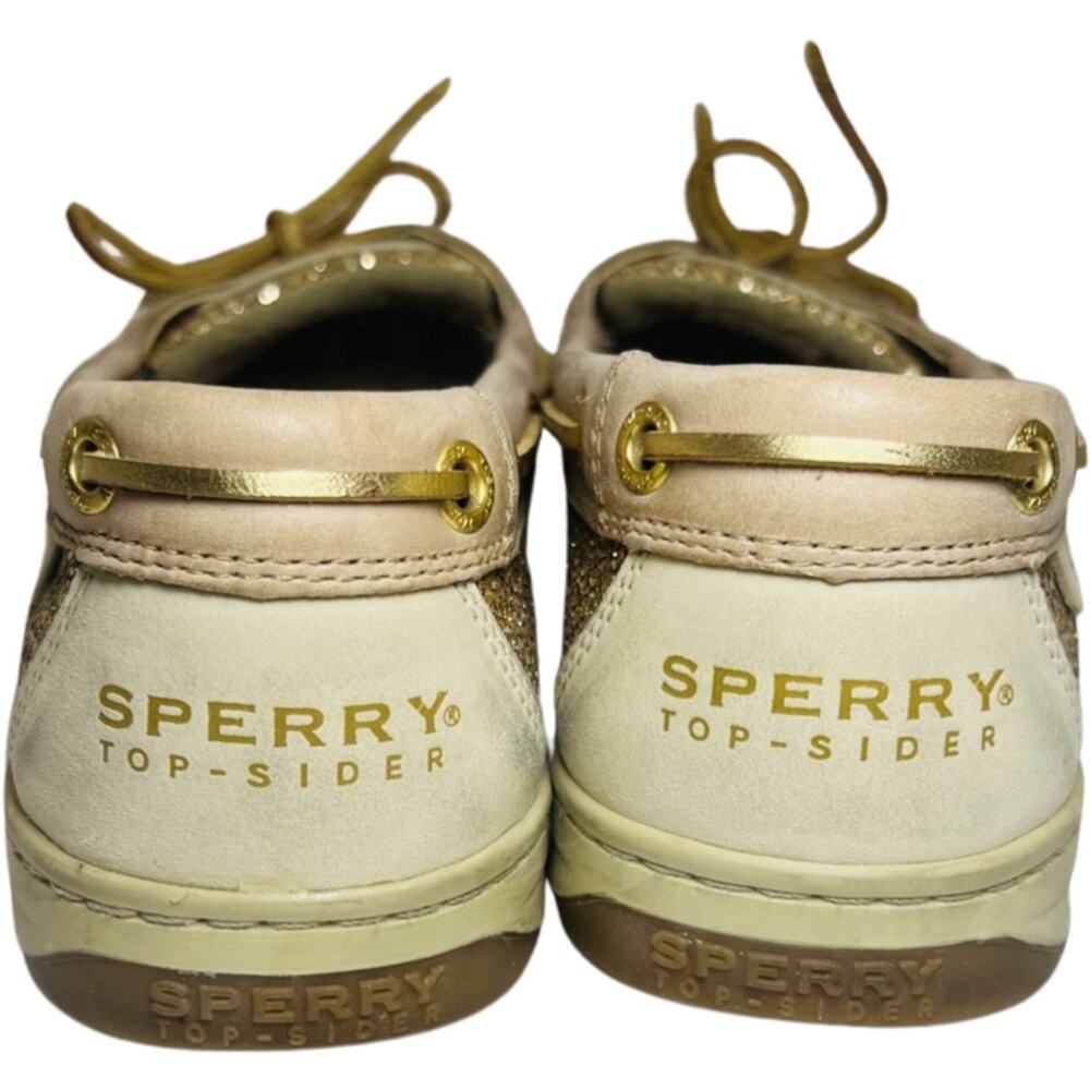 Sperry Metallic Glitter Gold Tan Angelfish TopSider Boat Shoes Loafers sz 8.5 - Picture 4 of 8